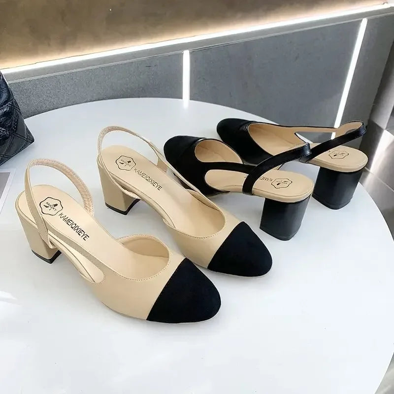 Fashion Square Mid Heel Shoes